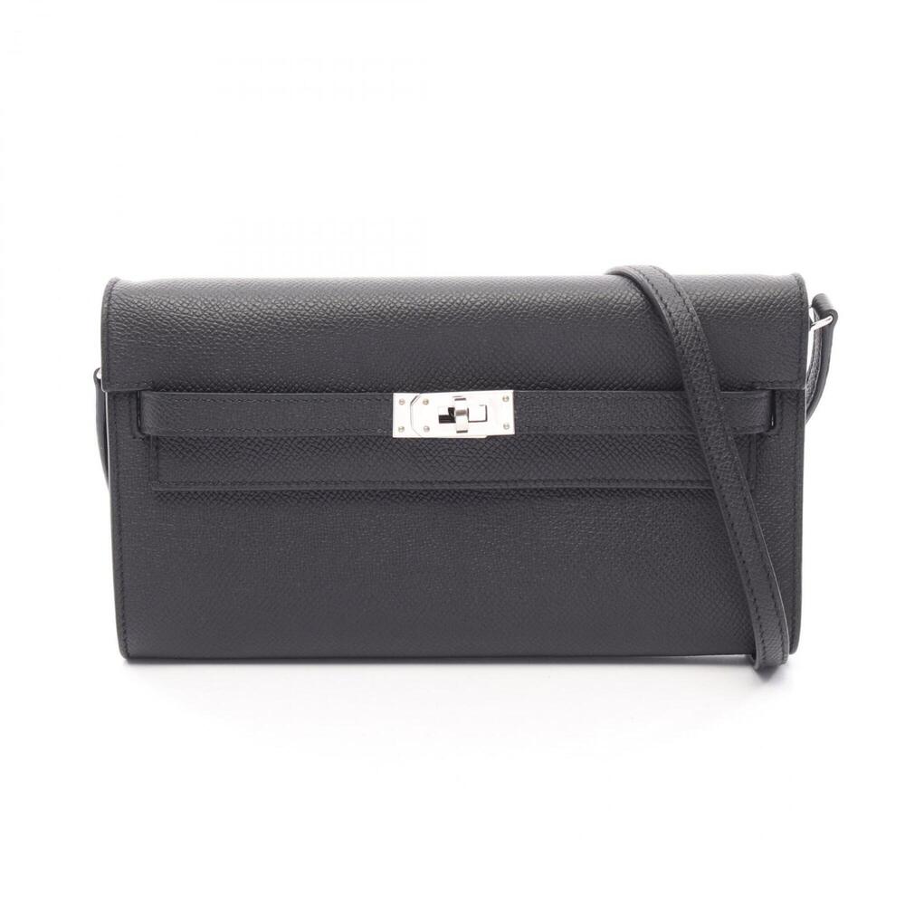 Hermes Kelly Long To Go Shoulder Bag/Handbag, Leather (Veau Epsom), Black, wi...
